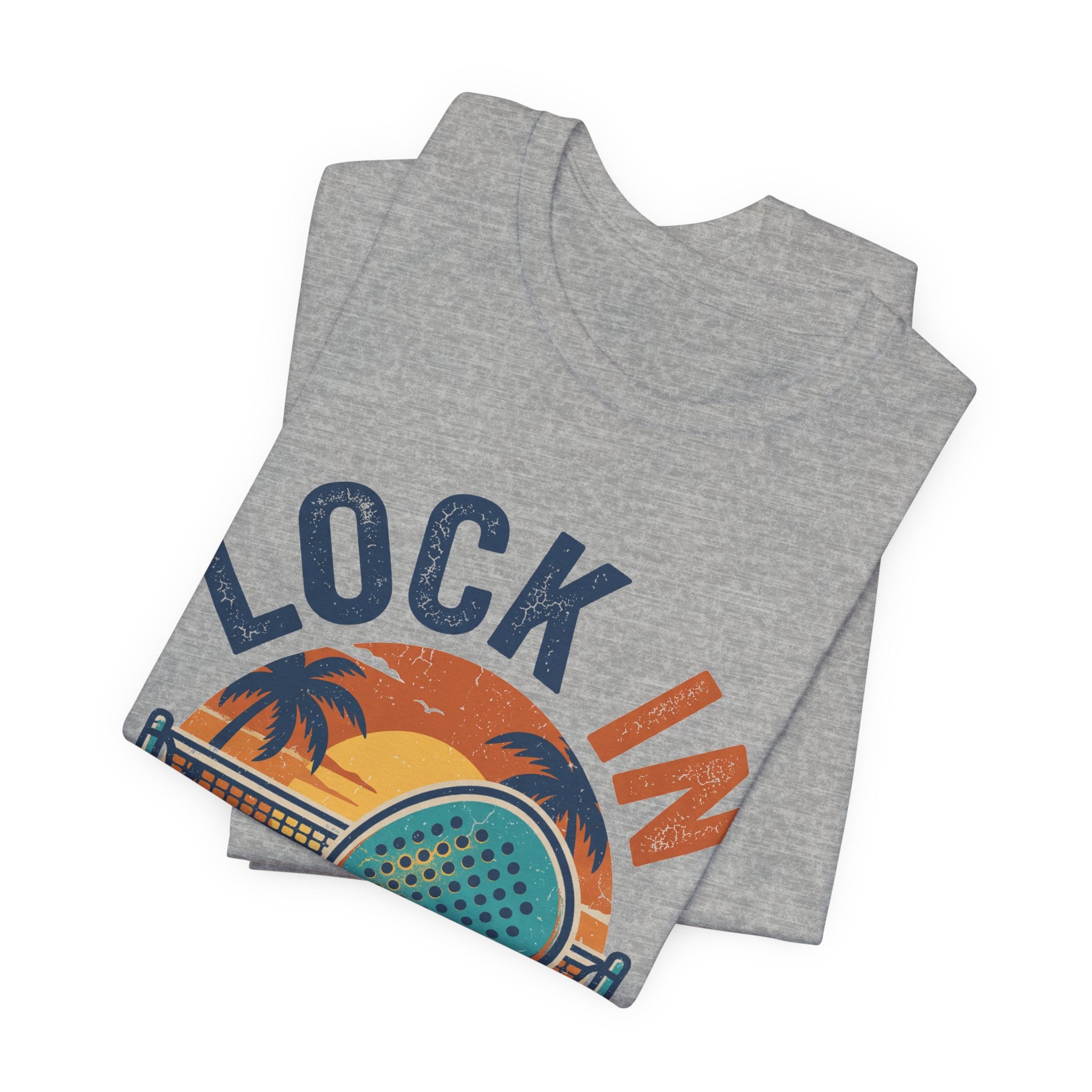 Beach Tennis T-Shirt | Lock In Sunset Vintage Graphic | Unisex Heavy Cotton Tee