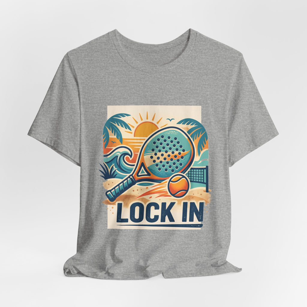 Beach Paddle Tennis T-Shirt | Retro Teal Orange Paddle | Lock In | Unisex Tee Gift