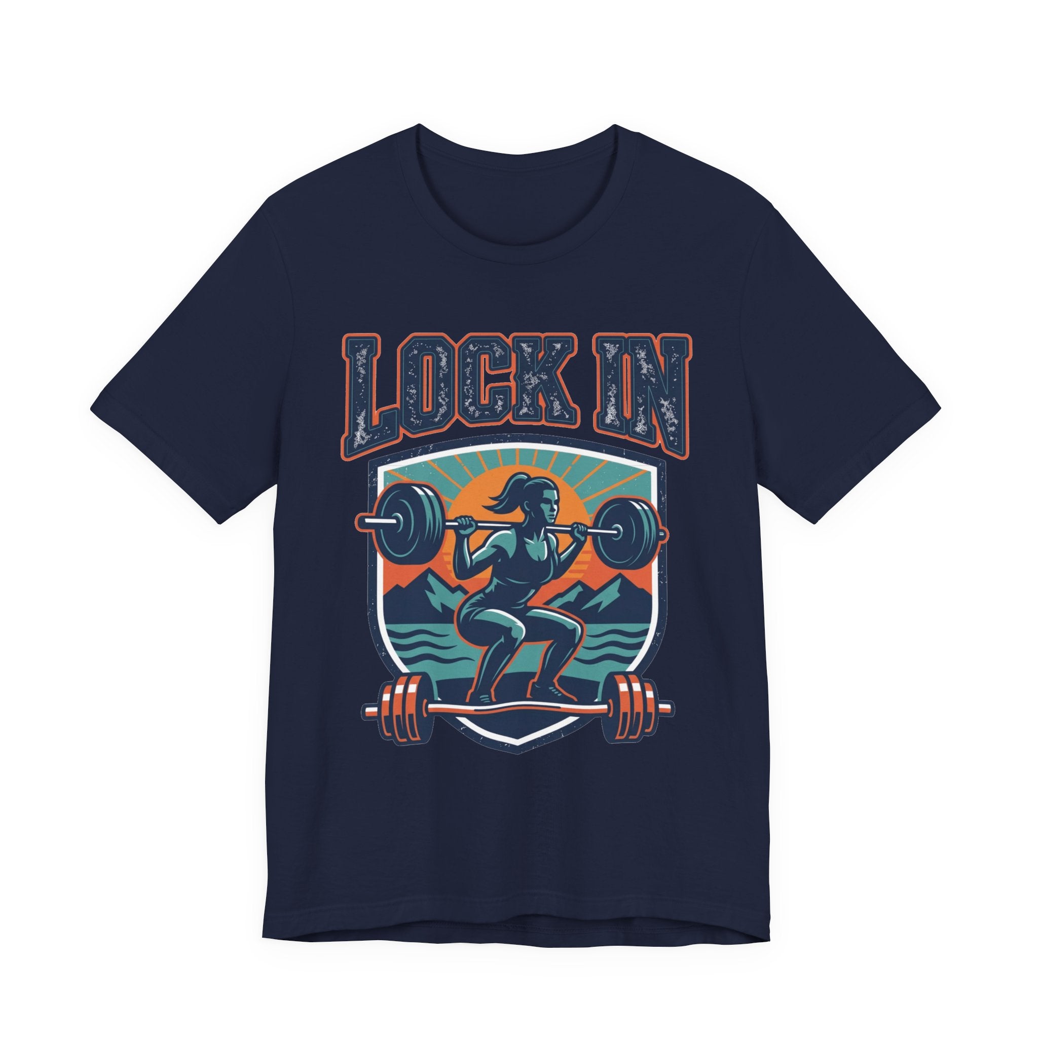 Lock In Gym T-Shirt | Motivational Weightlifting Tee | Women Barbell Squat Shirt | Fitness Gift