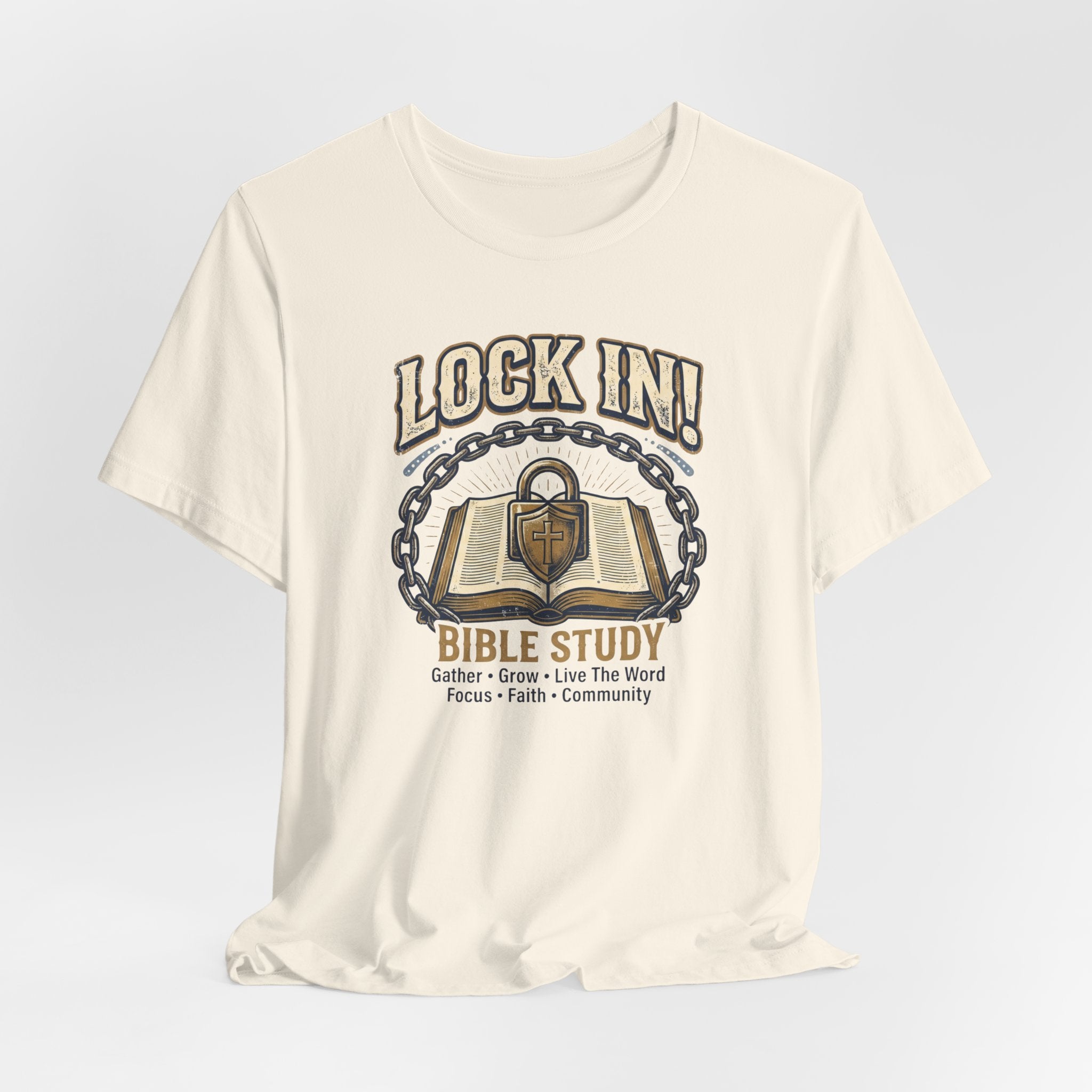 Lock In Bible Study T-Shirt | Christian Community Tee | Faith Gather Grow Shirt Unisex