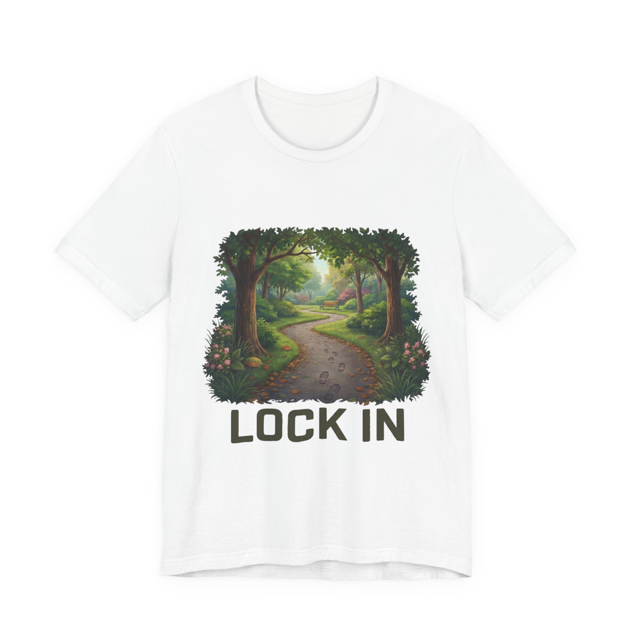 Forest Walk T-Shirt | Footprint Trail Tee | Nature Path Shirt | Lock In Life | Unisex Heavy Cotton Graphic Tee