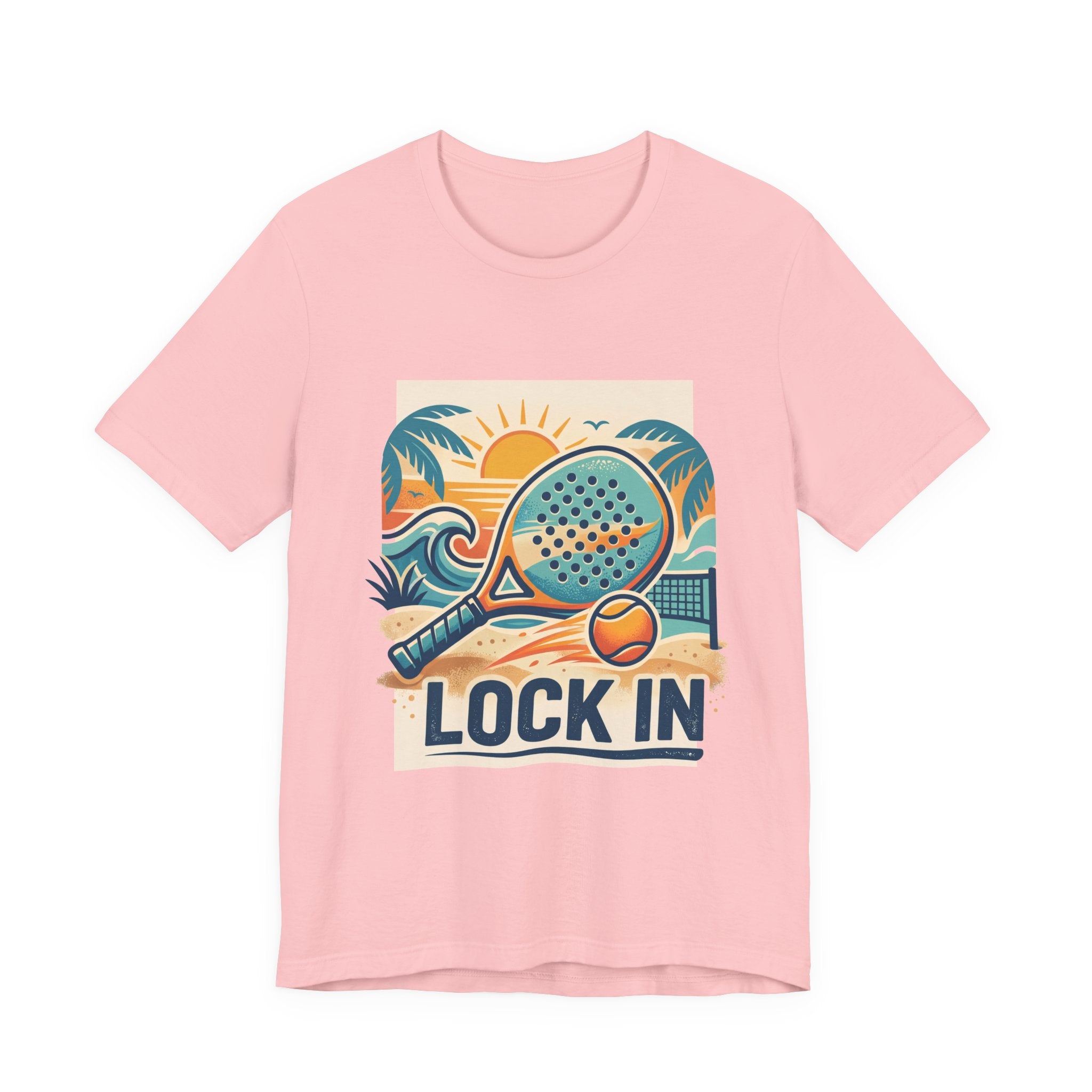 Beach Paddle Tennis T-Shirt | Retro Teal Orange Paddle | Lock In | Unisex Tee Gift