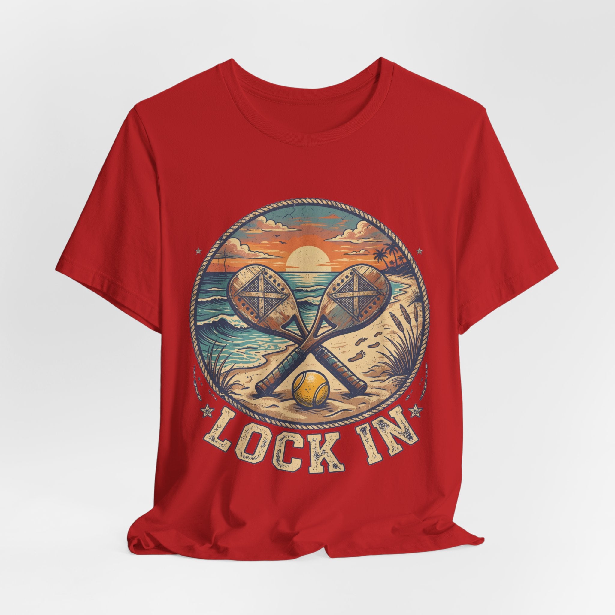 Beach Tennis T-Shirt | Vintage Sunset Paddle Tee | Unisex Heavy Cotton