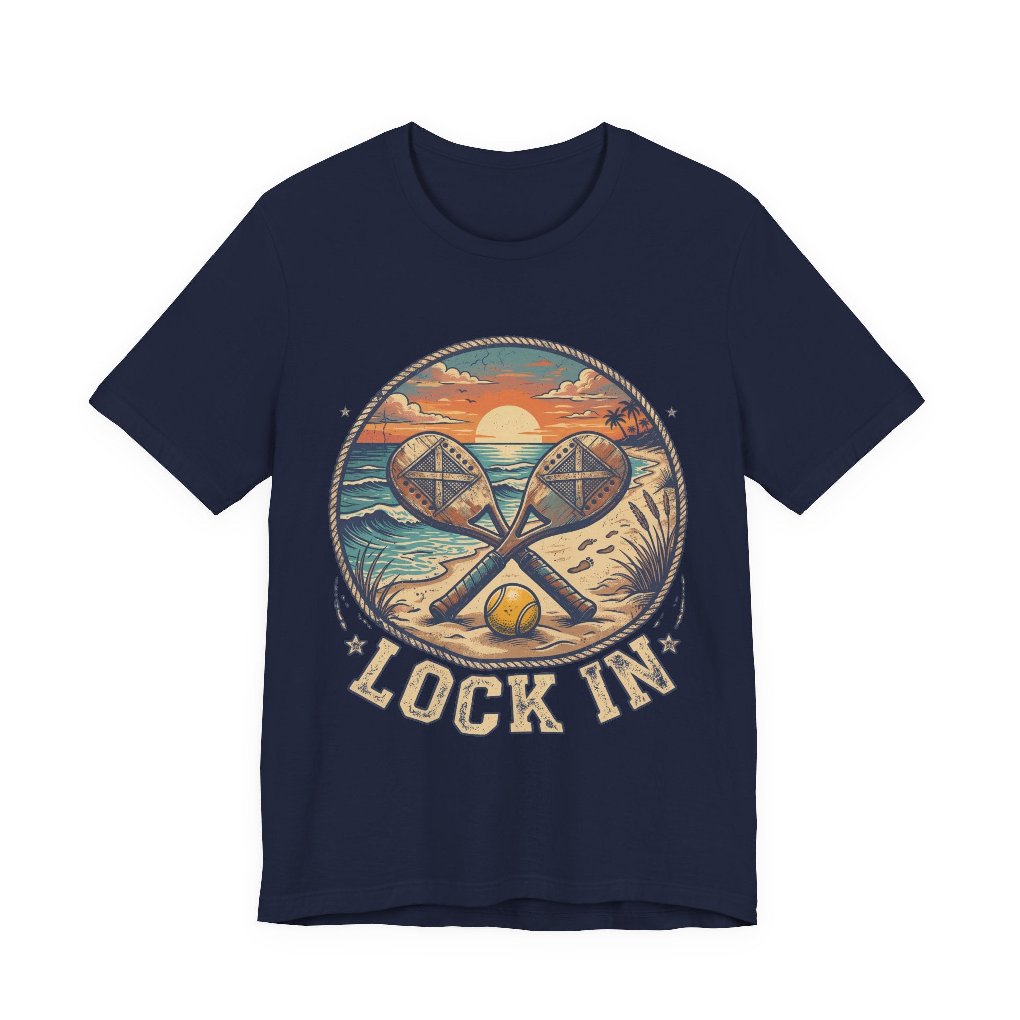 Beach Tennis T-Shirt | Vintage Sunset Paddle Tee | Unisex Heavy Cotton