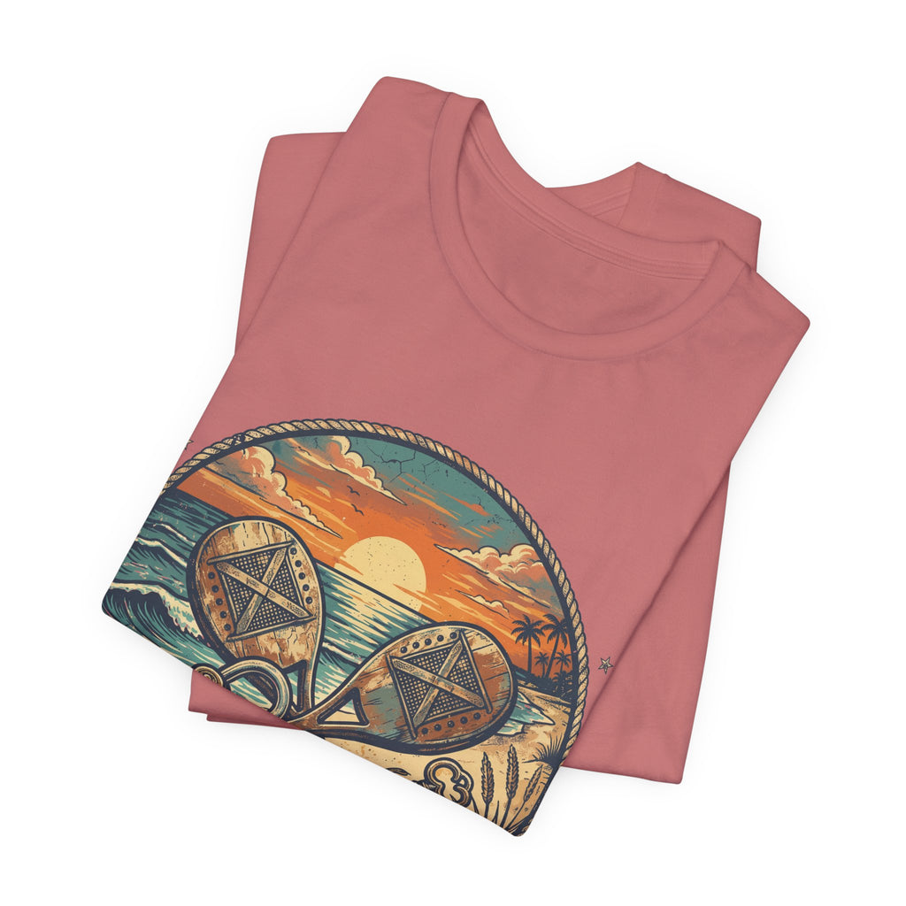 Beach Tennis T-Shirt | Vintage Lock Key Crossed Paddles | Unisex Heavy Cotton Tee