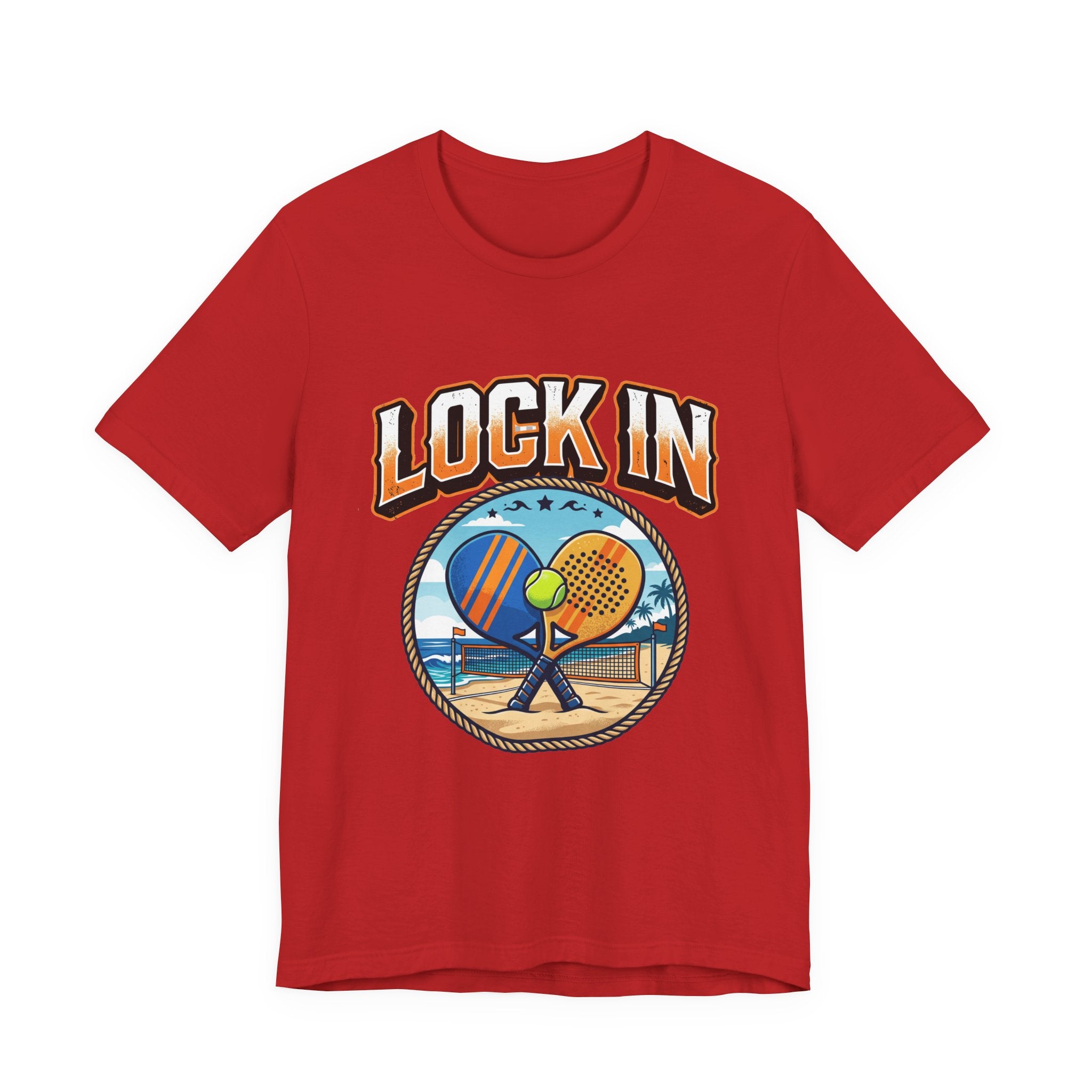 Beach Tennis Tee Shirt | Bold Lock In Crossed Paddles | Unisex Heavy Cotton Tee