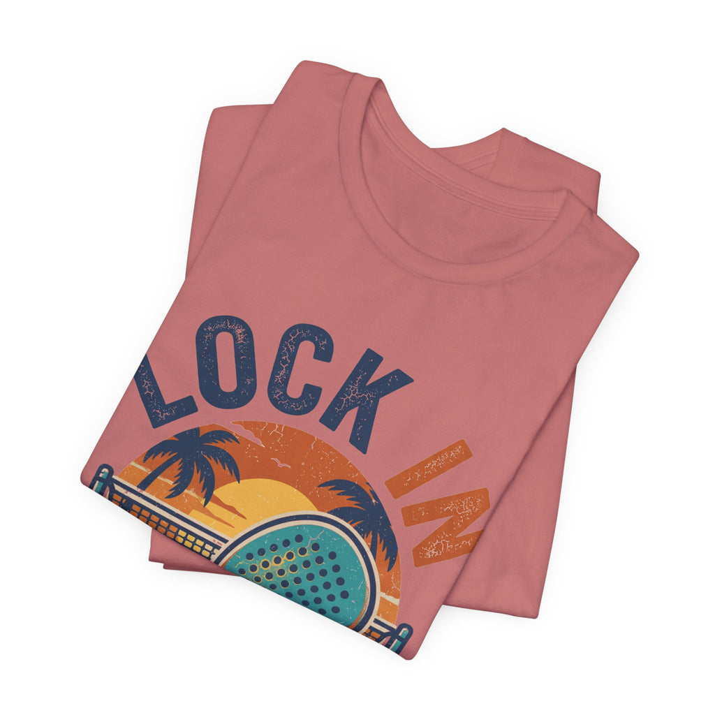 Beach Tennis T-Shirt | Lock In Sunset Vintage Graphic | Unisex Heavy Cotton Tee