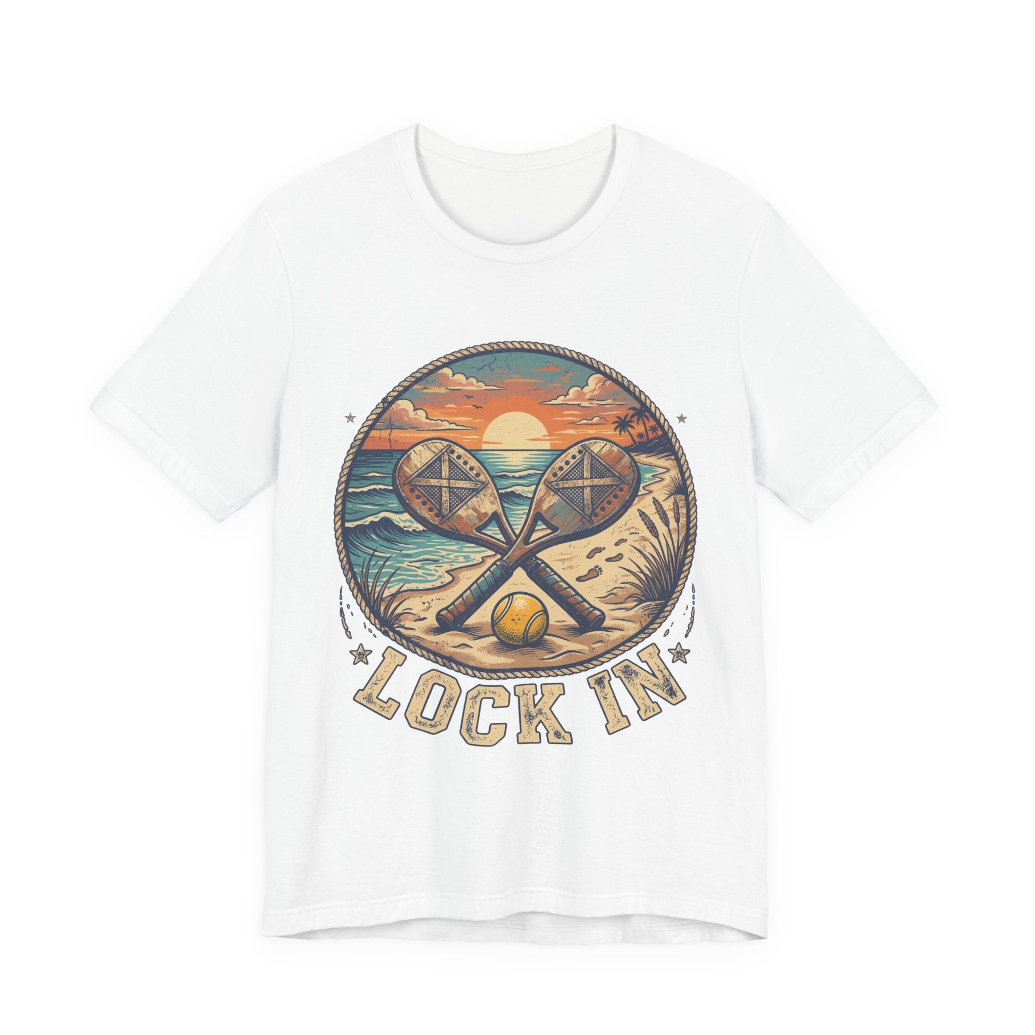 Beach Tennis T-Shirt | Vintage Sunset Paddle Tee | Unisex Heavy Cotton