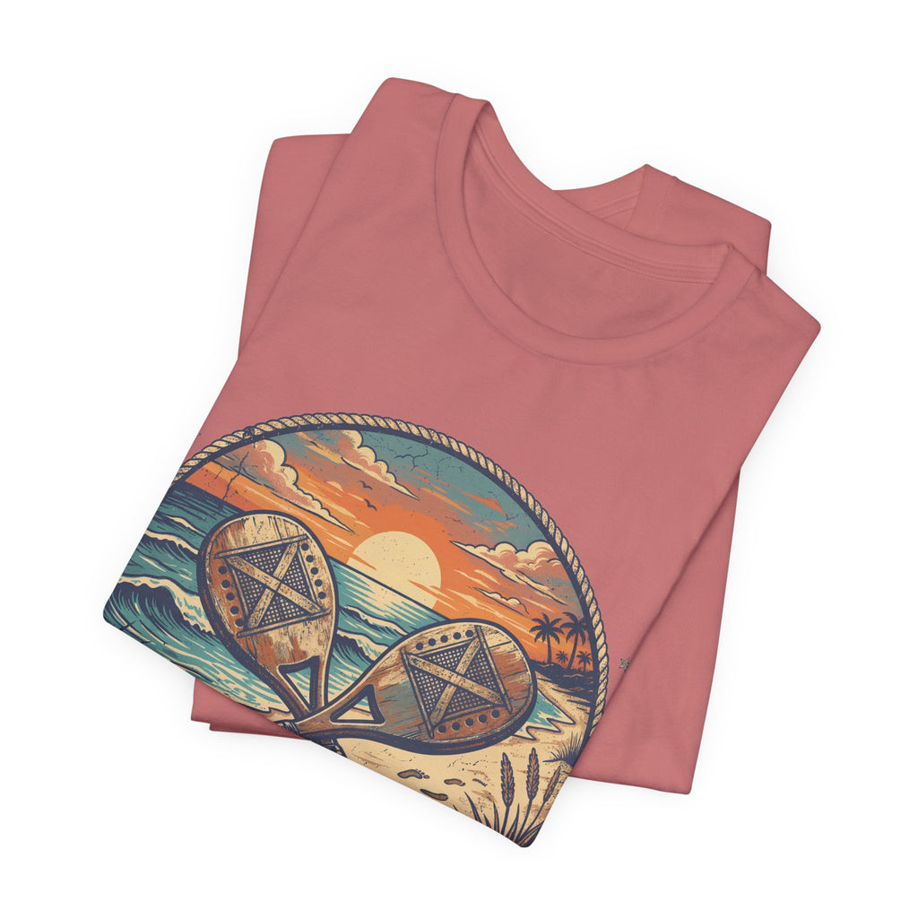 Beach Tennis T-Shirt | Vintage Sunset Paddle Tee | Unisex Heavy Cotton