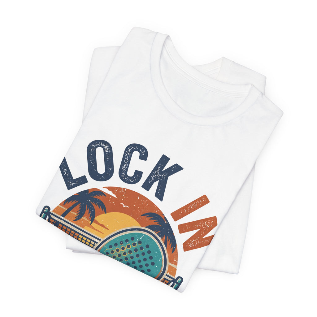 Beach Tennis T-Shirt | Lock In Sunset Vintage Graphic | Unisex Heavy Cotton Tee