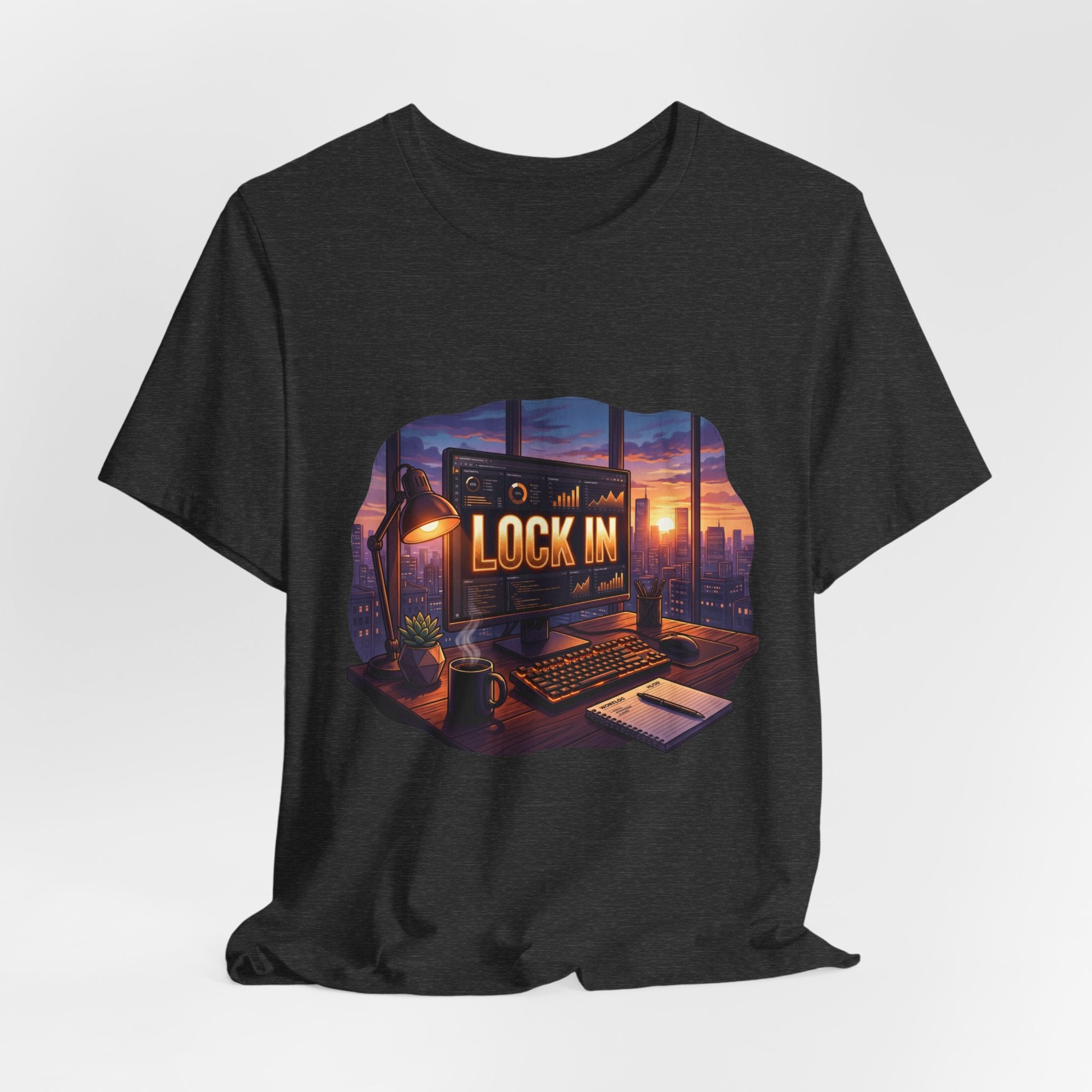 Work Flow T-Shirt | Start Your Day T-Shirt | Hustle T-Shirt | Lock In City Dawn Unisex Heavy Cotton Graphic Tee