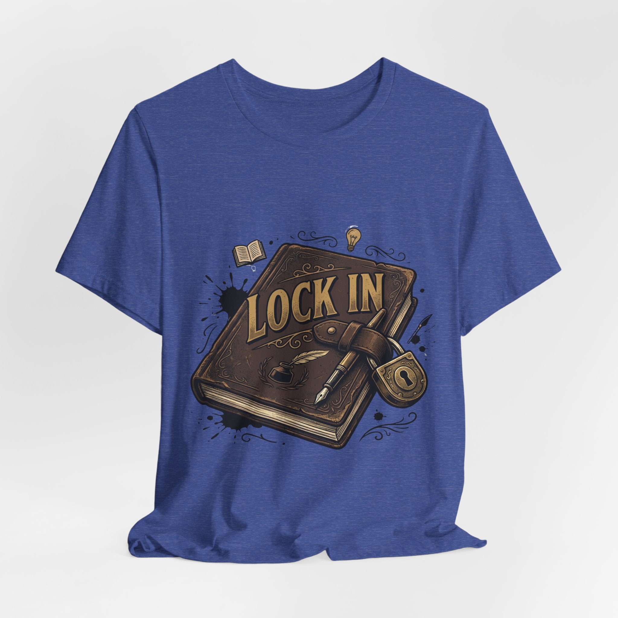 Dark Leather Journal T-Shirt | Ink Splatter Tee | Writer Shirt | Lock In Life | Unisex Heavy Cotton Graphic Tee