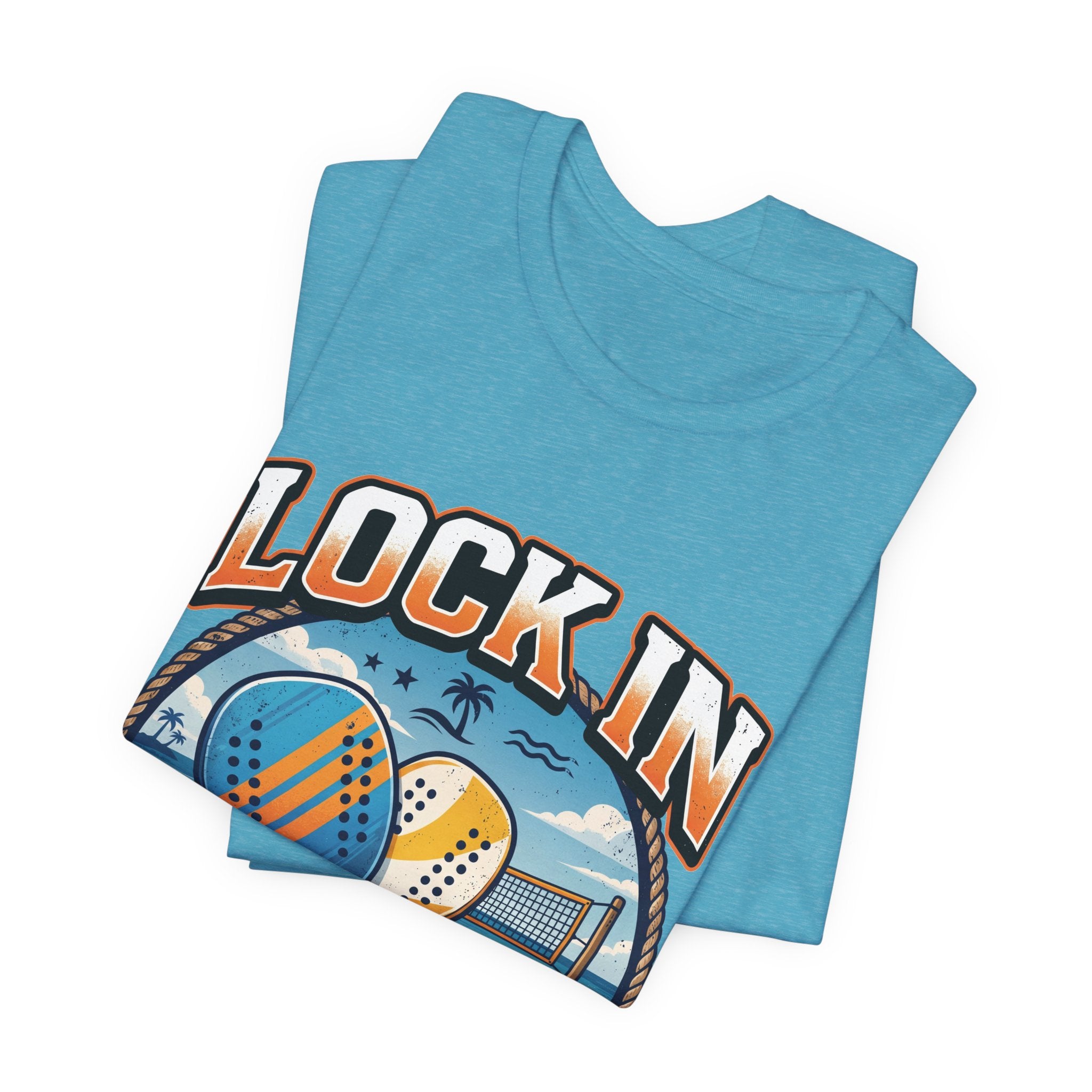 Beach Tennis T-Shirt | Collegiate Two Crossed Paddles | Lock In | Unisex