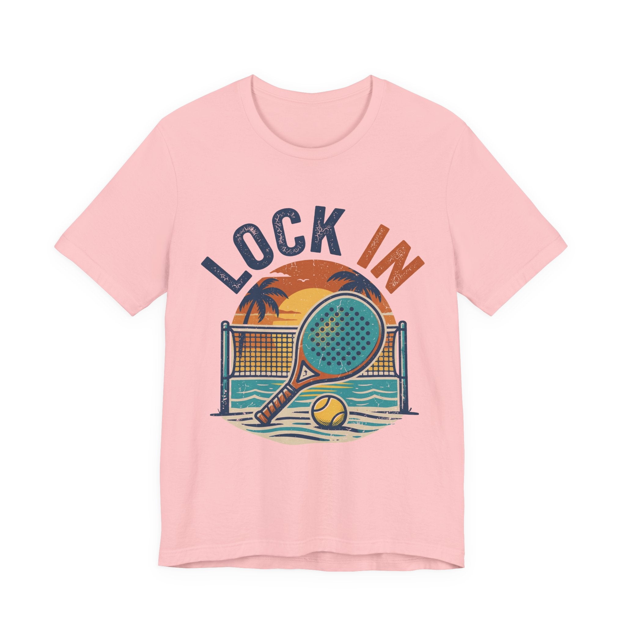 Beach Tennis T-Shirt | Lock In Sunset Vintage Graphic | Unisex Heavy Cotton Tee