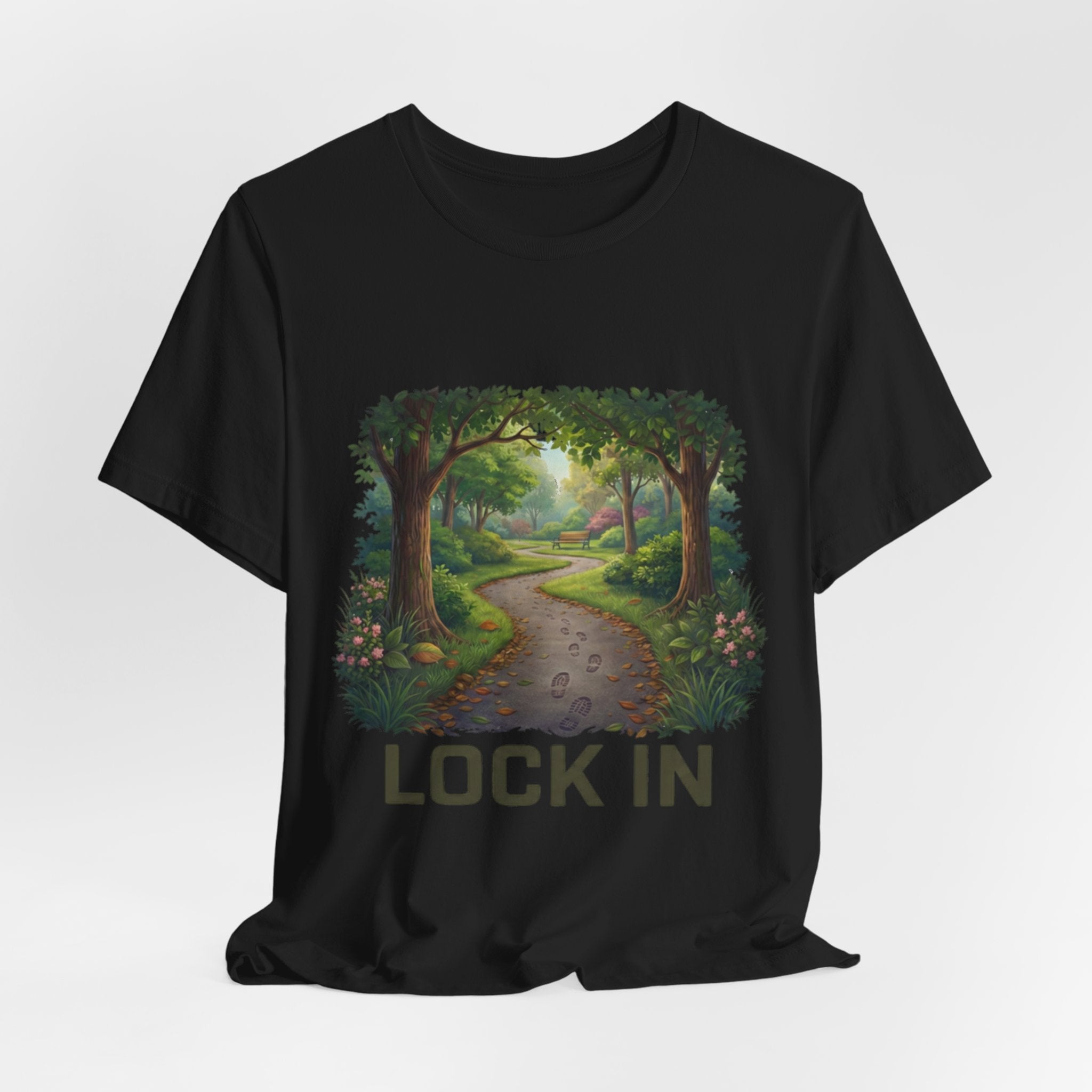Forest Walk T-Shirt | Footprint Trail Tee | Nature Path Shirt | Lock In Life | Unisex Heavy Cotton Graphic Tee