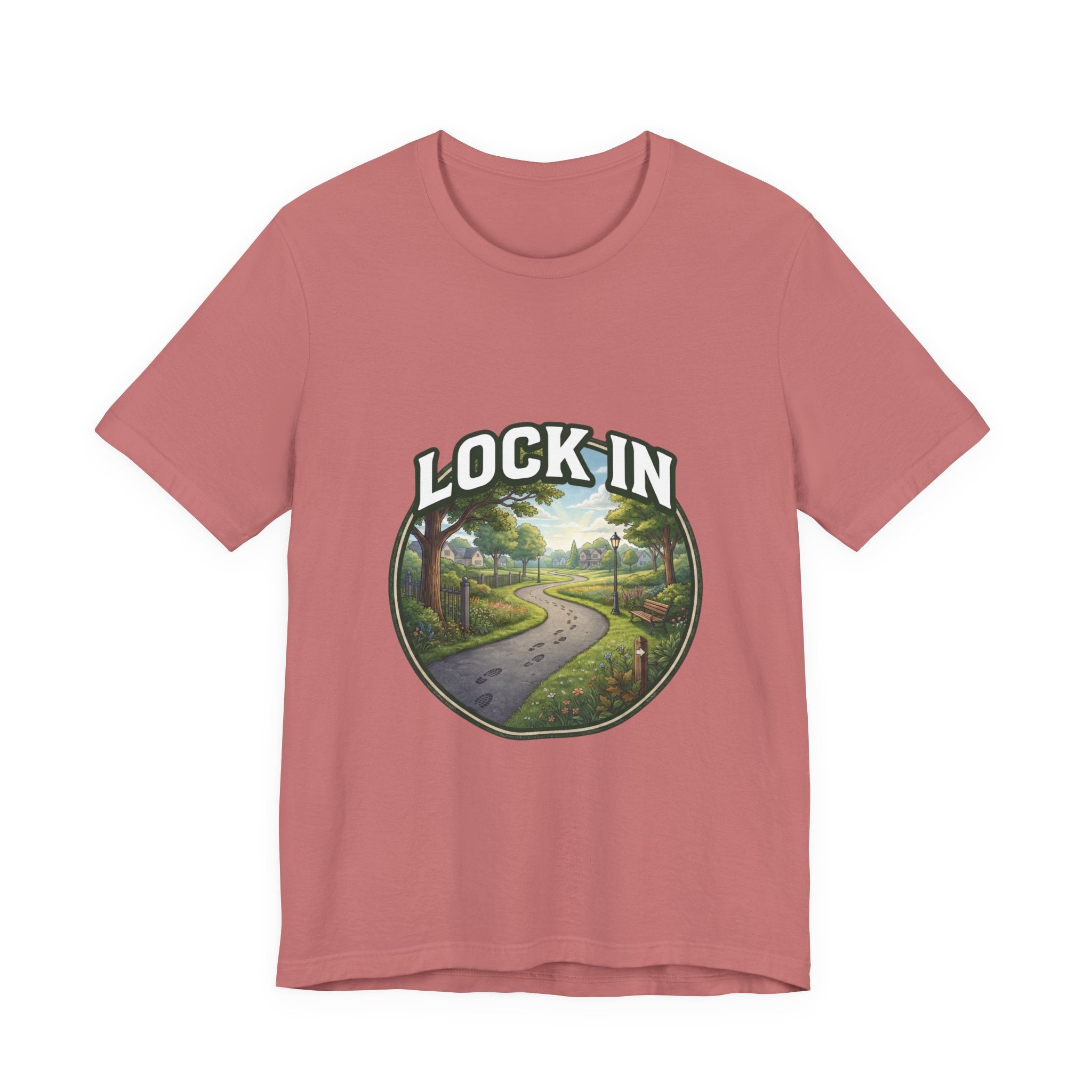 Lock In Life | Neighborhood Park Walking Tee | Nature Walk Graphic T-Shirt | Outdoor Lifestyle Shirt | Unisex Bella Canvas Tee