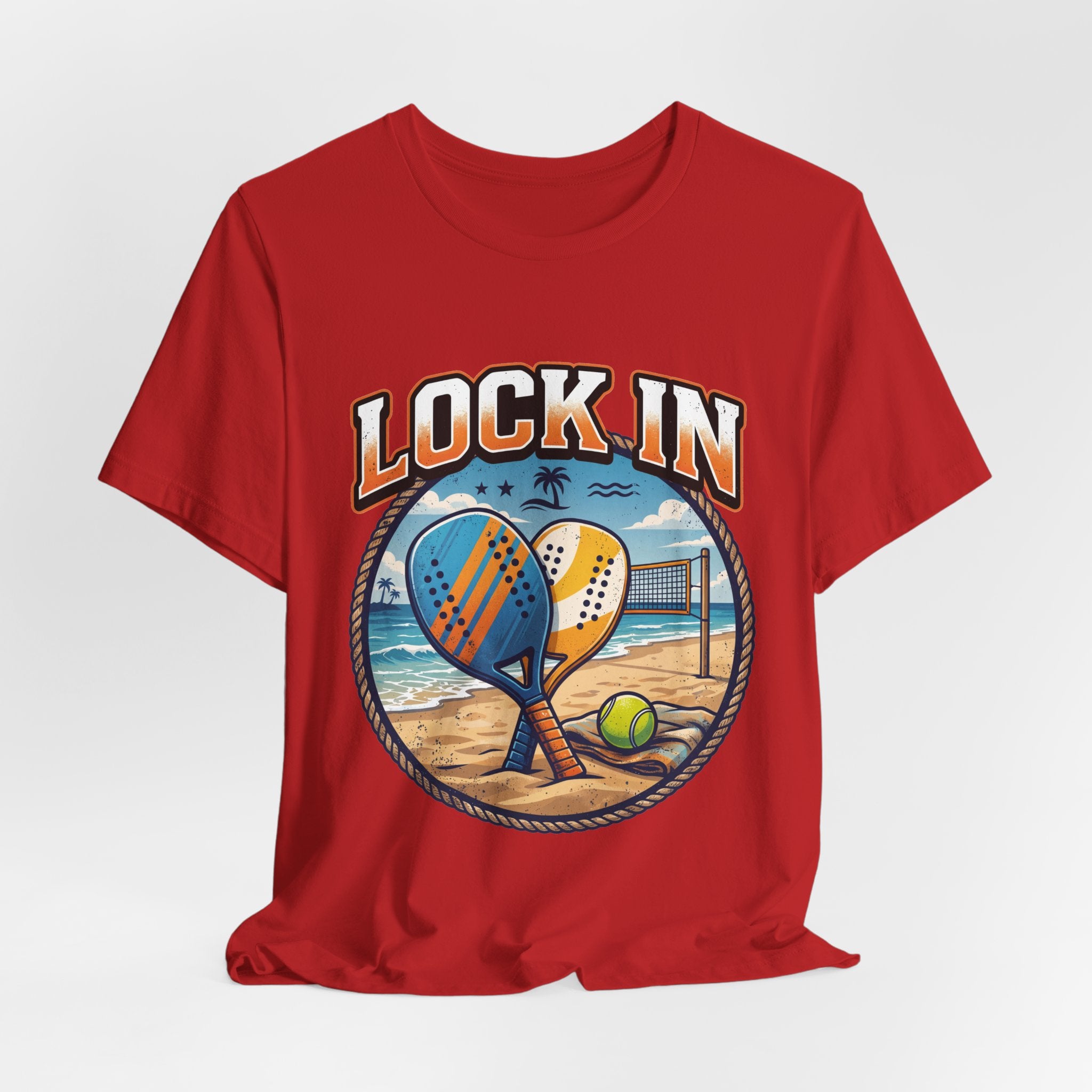 Beach Tennis T-Shirt | Collegiate Two Crossed Paddles | Lock In | Unisex