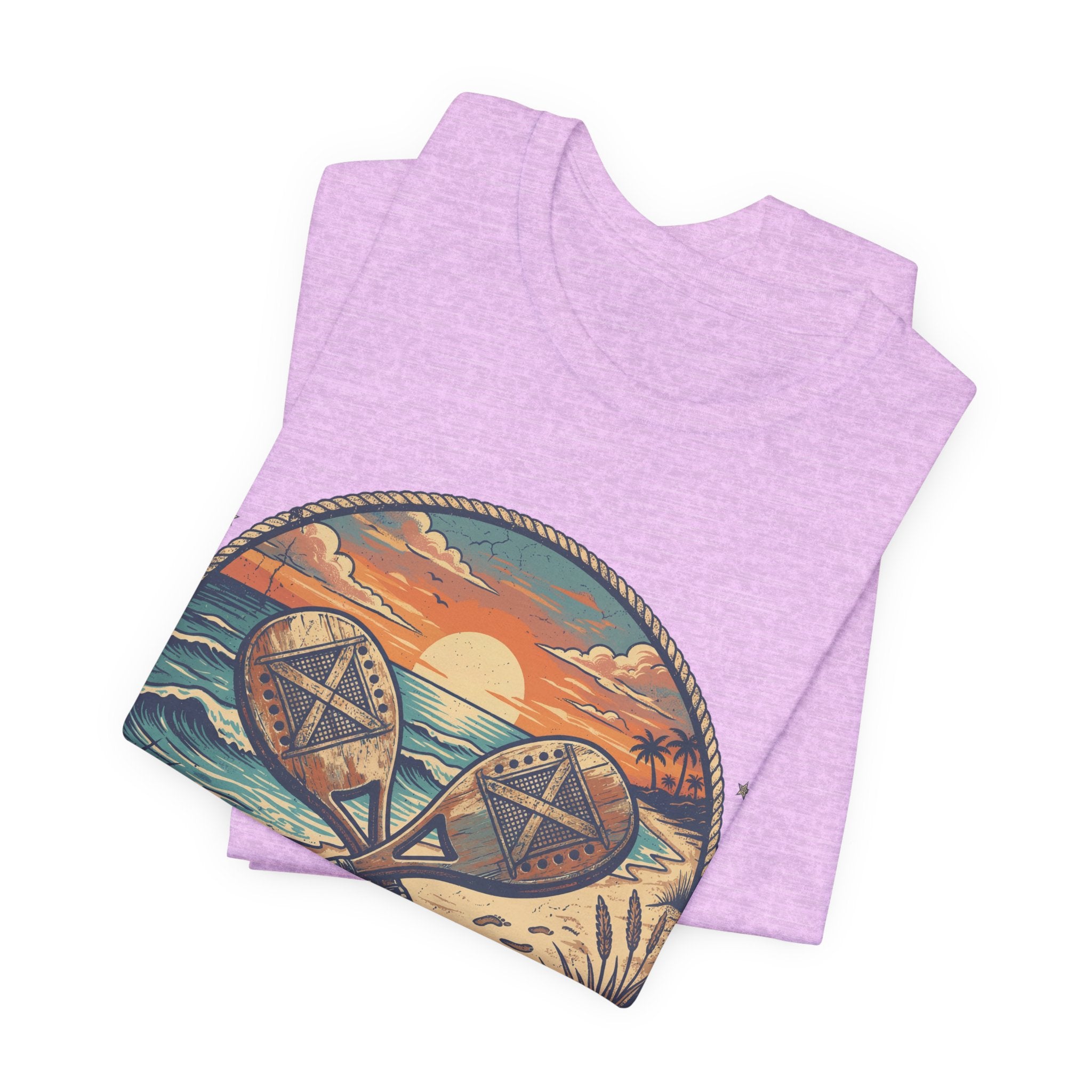 Beach Tennis T-Shirt | Vintage Sunset Paddle Tee | Unisex Heavy Cotton