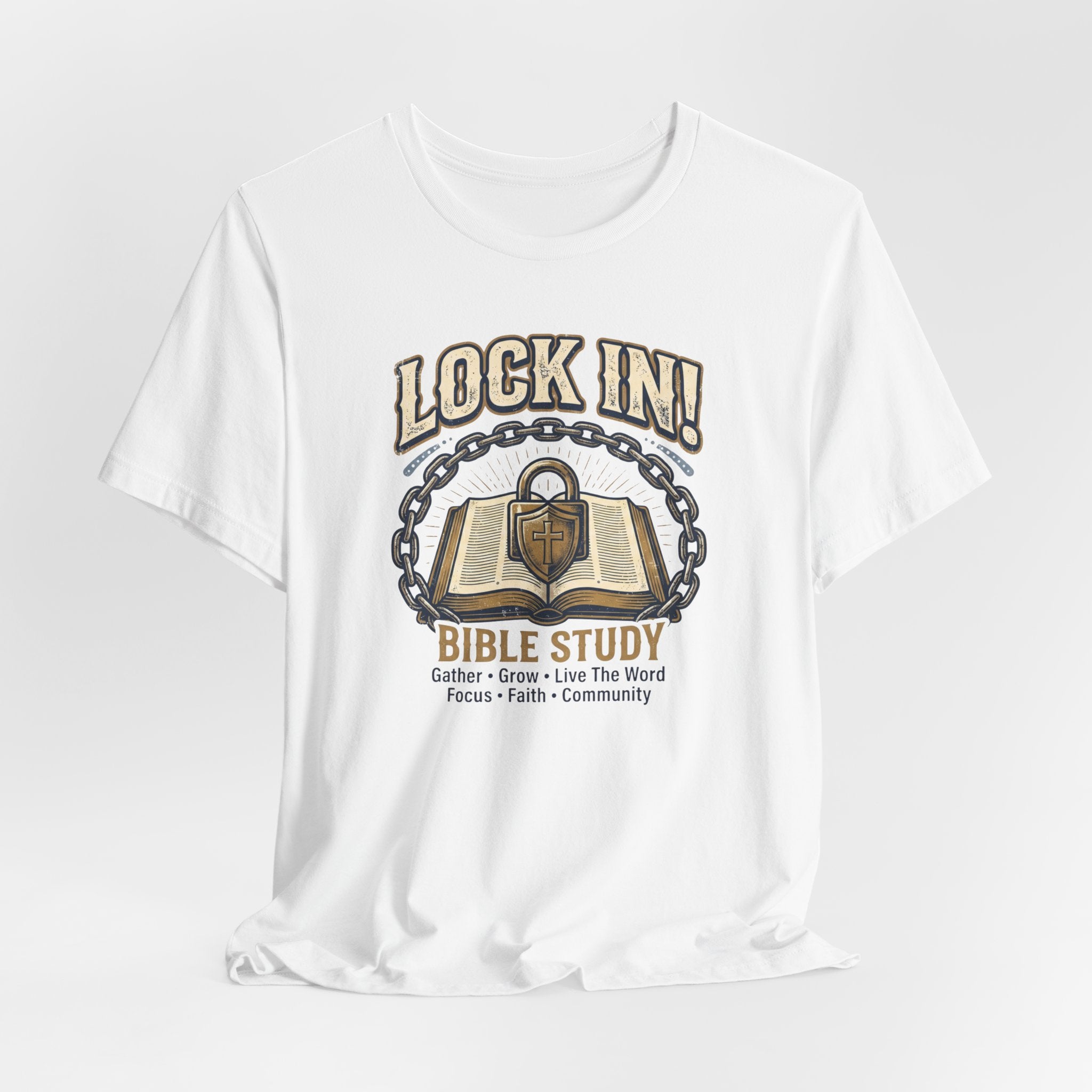 Lock In Bible Study T-Shirt | Christian Community Tee | Faith Gather Grow Shirt Unisex
