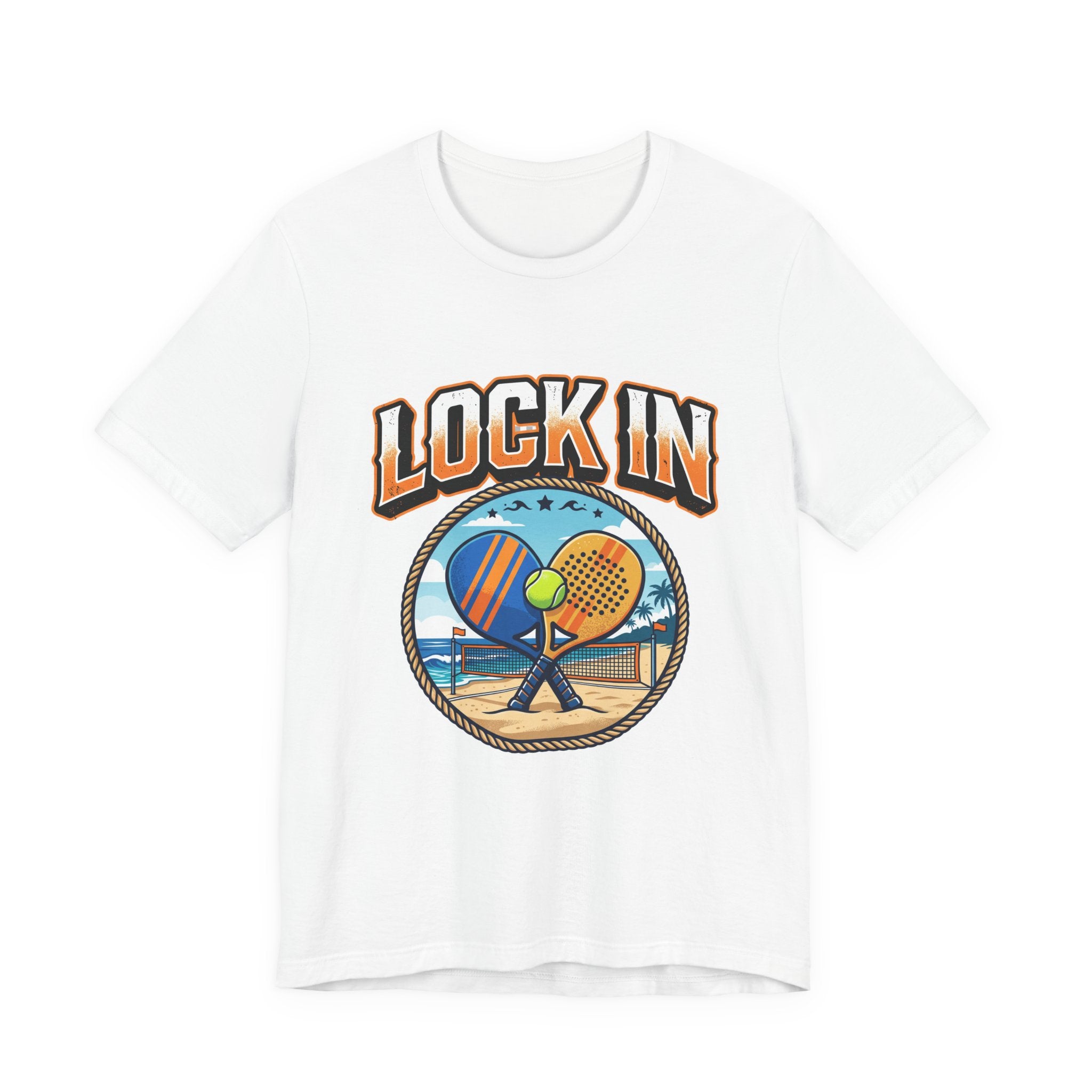 Beach Tennis Tee Shirt | Bold Lock In Crossed Paddles | Unisex Heavy Cotton Tee