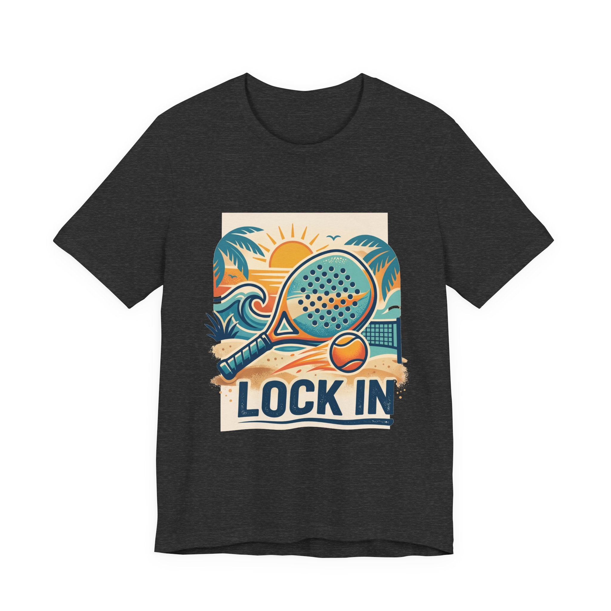 Beach Paddle Tennis T-Shirt | Retro Teal Orange Paddle | Lock In | Unisex Tee Gift