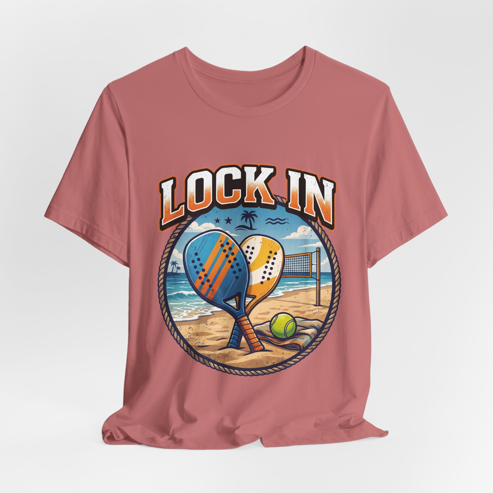 Beach Tennis T-Shirt | Collegiate Two Crossed Paddles | Lock In | Unisex