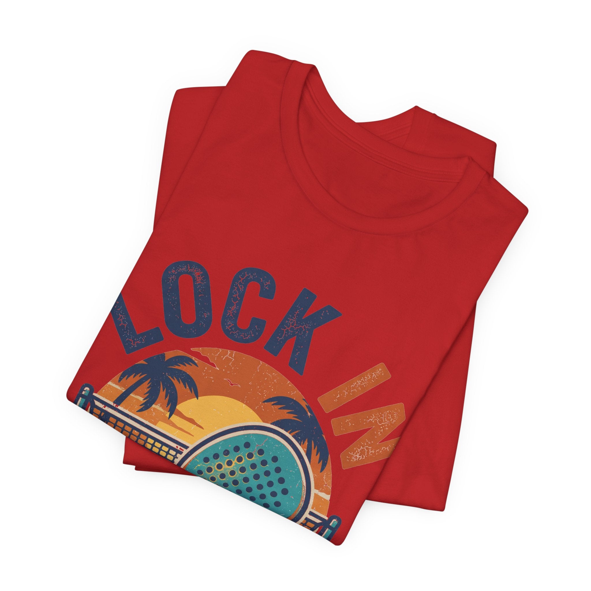 Beach Tennis T-Shirt | Lock In Sunset Vintage Graphic | Unisex Heavy Cotton Tee