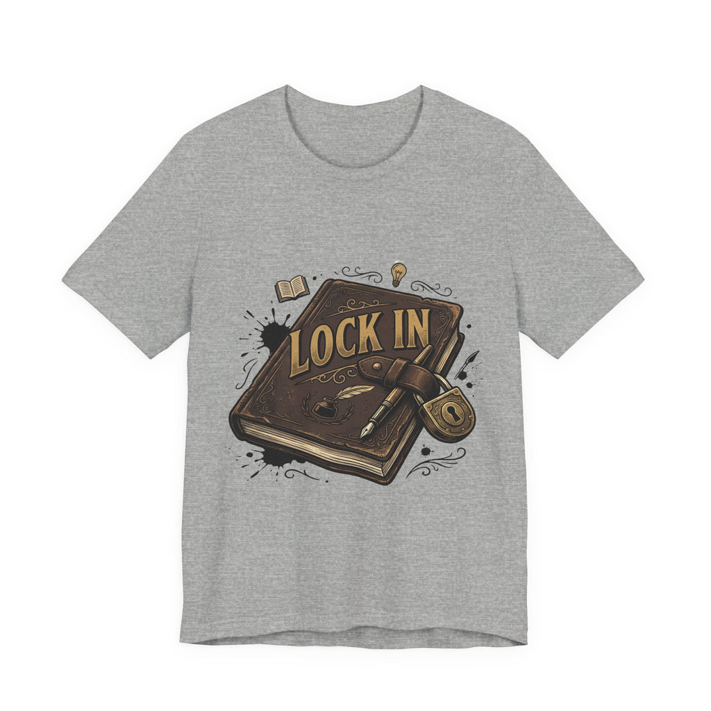 Dark Leather Journal T-Shirt | Ink Splatter Tee | Writer Shirt | Lock In Life | Unisex Heavy Cotton Graphic Tee