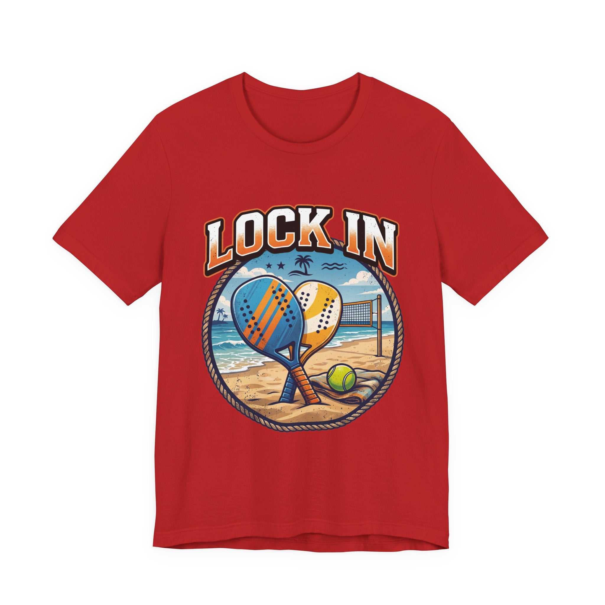 Beach Tennis T-Shirt | Collegiate Two Crossed Paddles | Lock In | Unisex