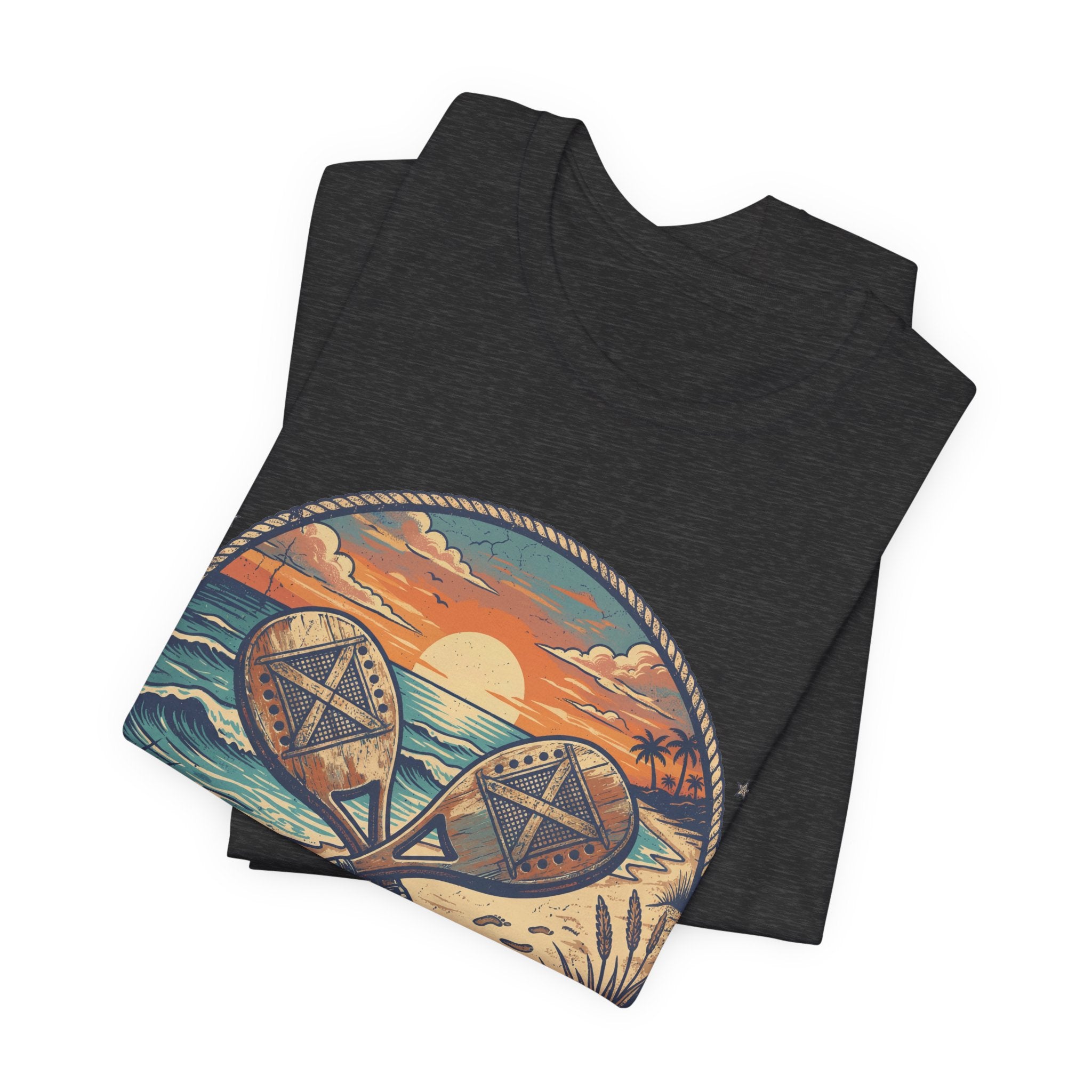 Beach Tennis T-Shirt | Vintage Sunset Paddle Tee | Unisex Heavy Cotton