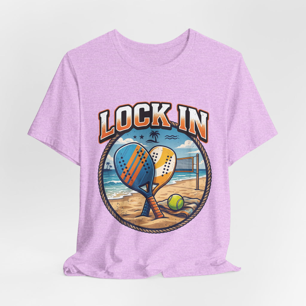 Beach Tennis T-Shirt | Collegiate Two Crossed Paddles | Lock In | Unisex