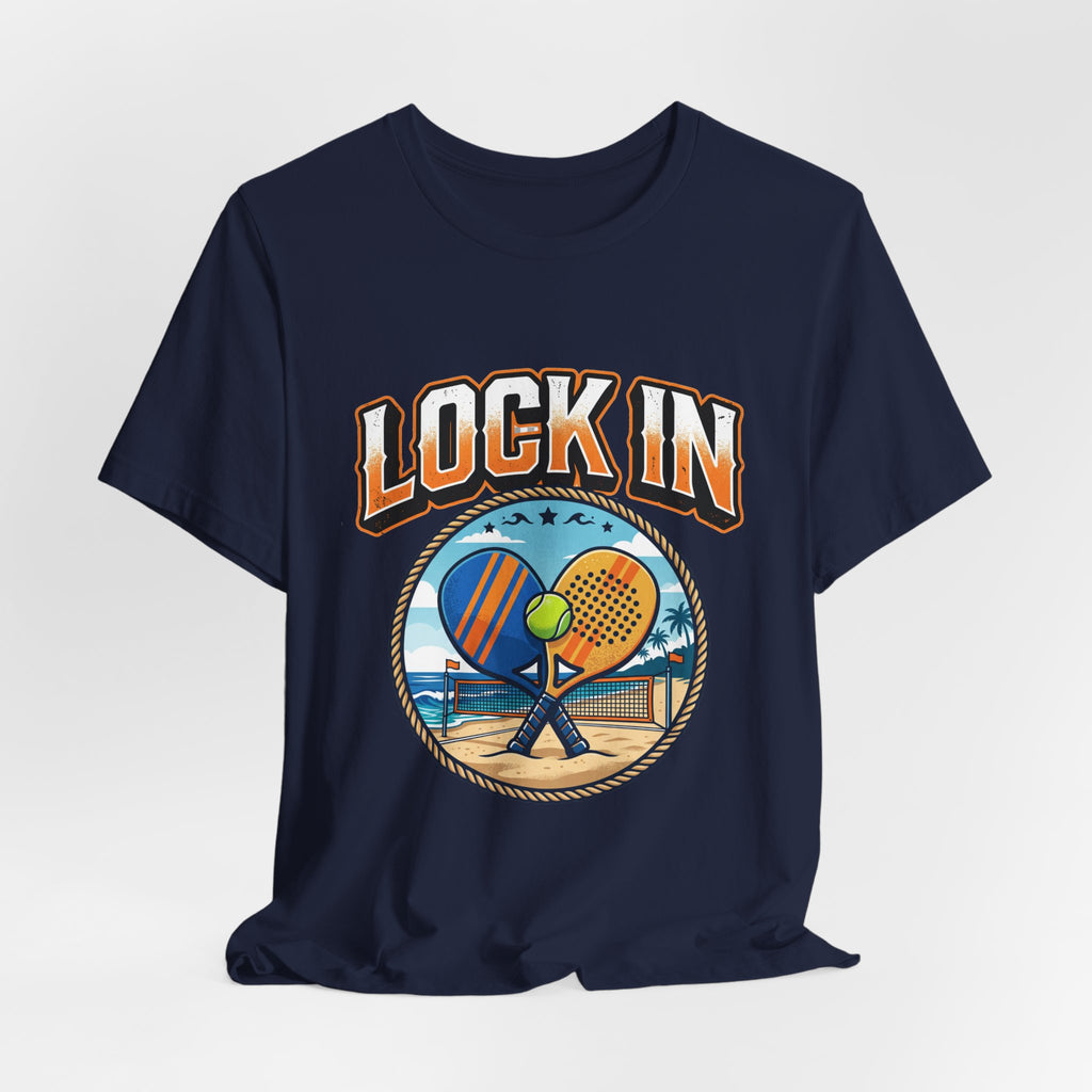 Beach Tennis Tee Shirt | Bold Lock In Crossed Paddles | Unisex Heavy Cotton Tee