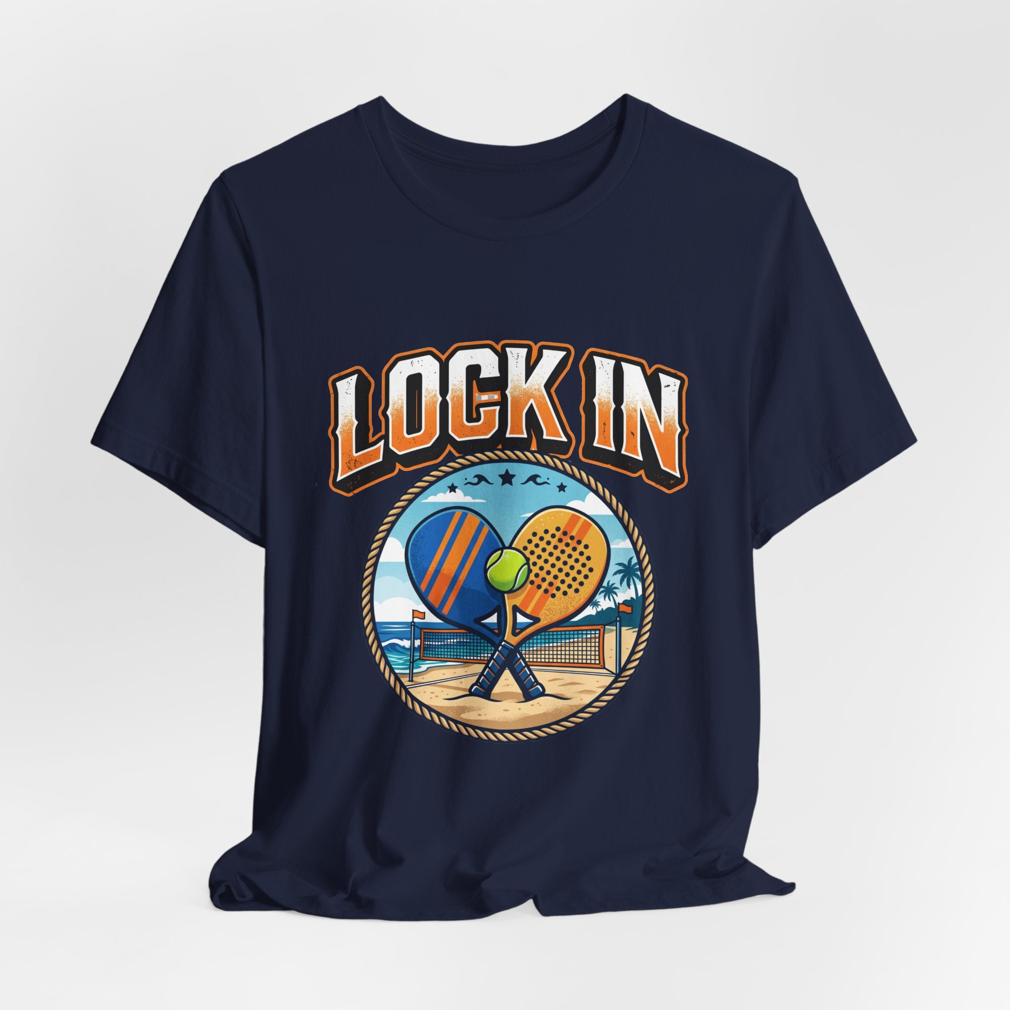 Beach Tennis Tee Shirt | Bold Lock In Crossed Paddles | Unisex Heavy Cotton Tee