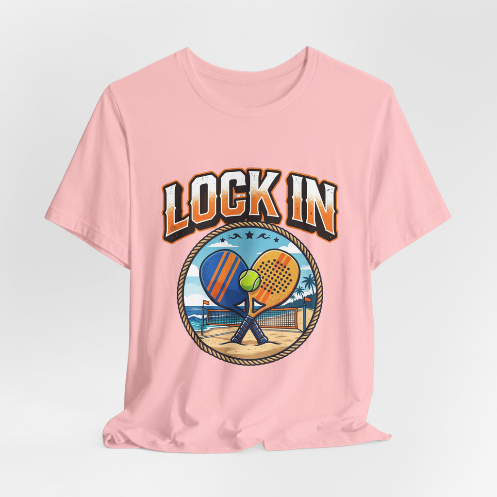 Beach Tennis Tee Shirt | Bold Lock In Crossed Paddles | Unisex Heavy Cotton Tee