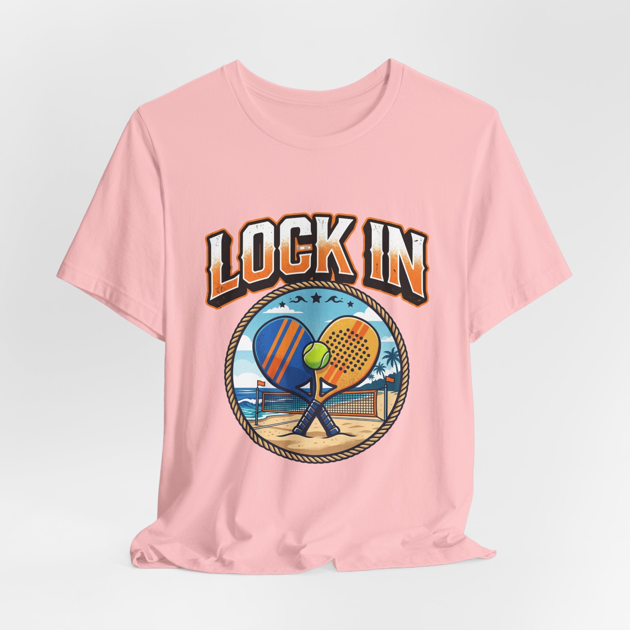 Beach Tennis Tee Shirt | Bold Lock In Crossed Paddles | Unisex Heavy Cotton Tee