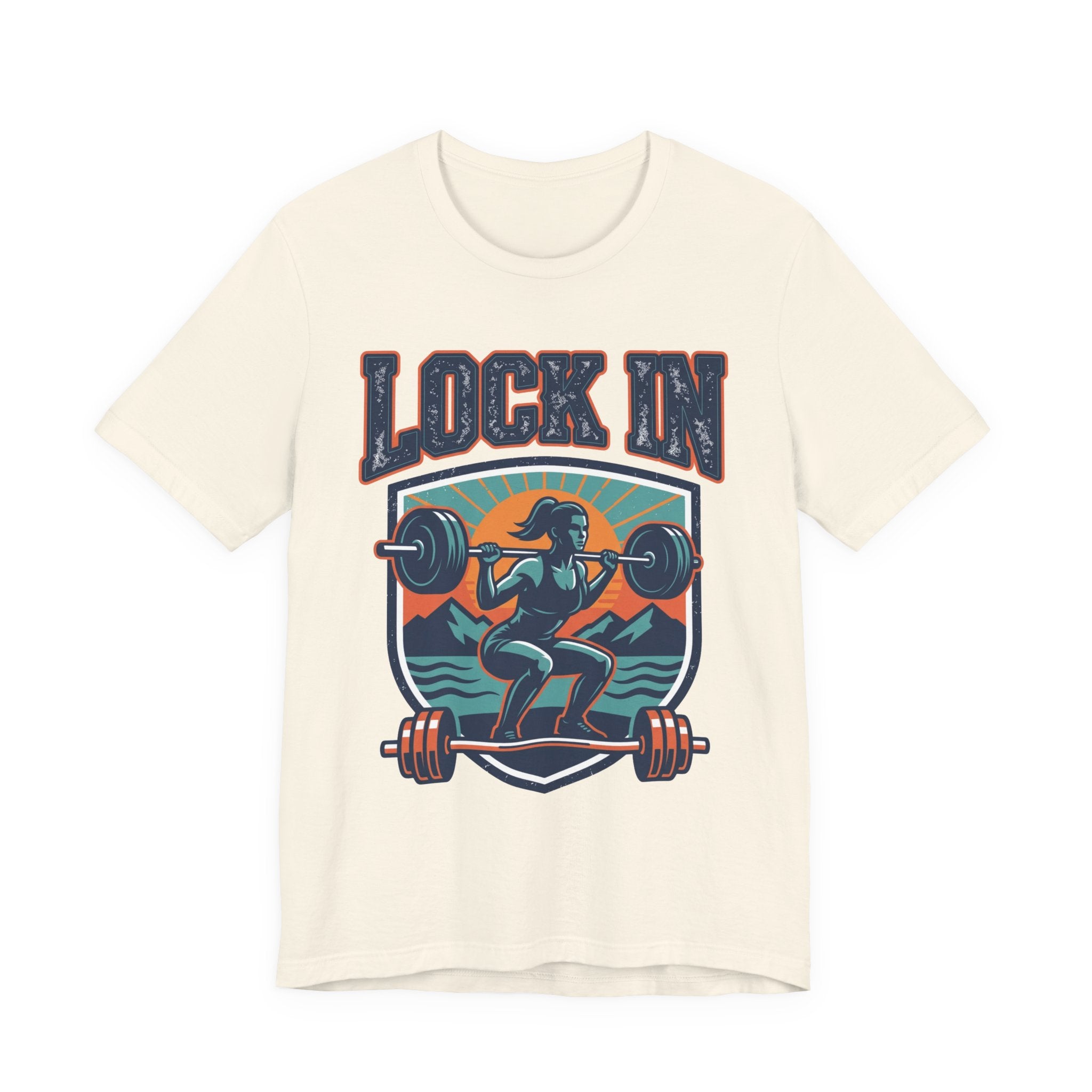 Lock In Gym T-Shirt | Motivational Weightlifting Tee | Women Barbell Squat Shirt | Fitness Gift