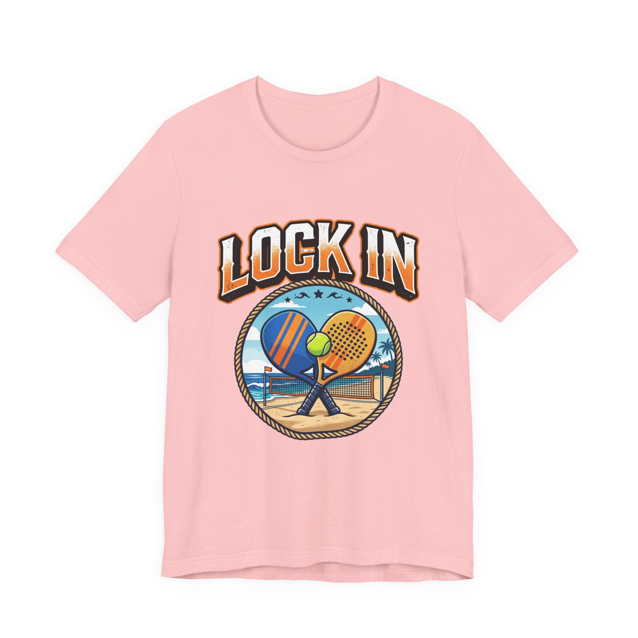 Beach Tennis Tee Shirt | Bold Lock In Crossed Paddles | Unisex Heavy Cotton Tee