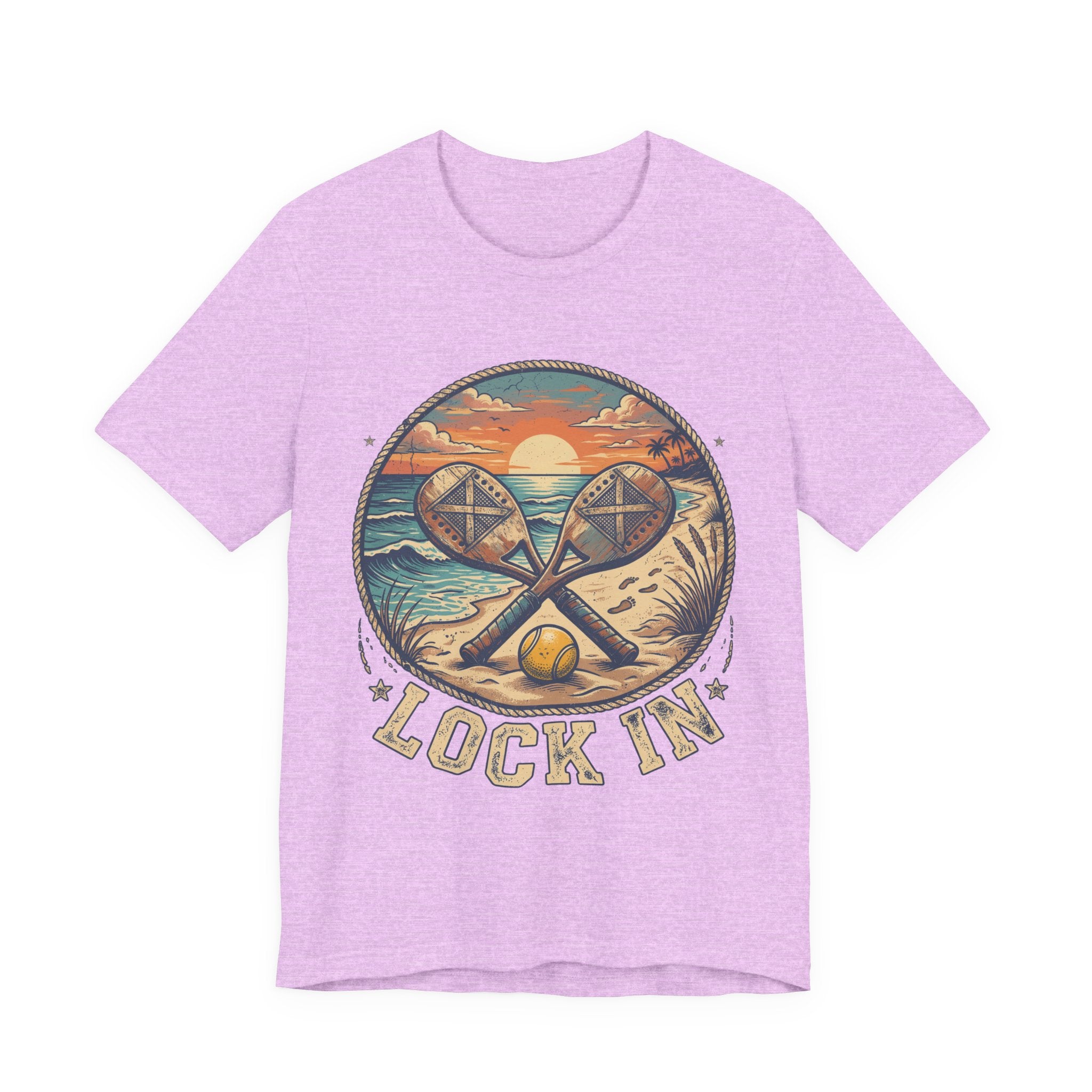 Beach Tennis T-Shirt | Vintage Sunset Paddle Tee | Unisex Heavy Cotton
