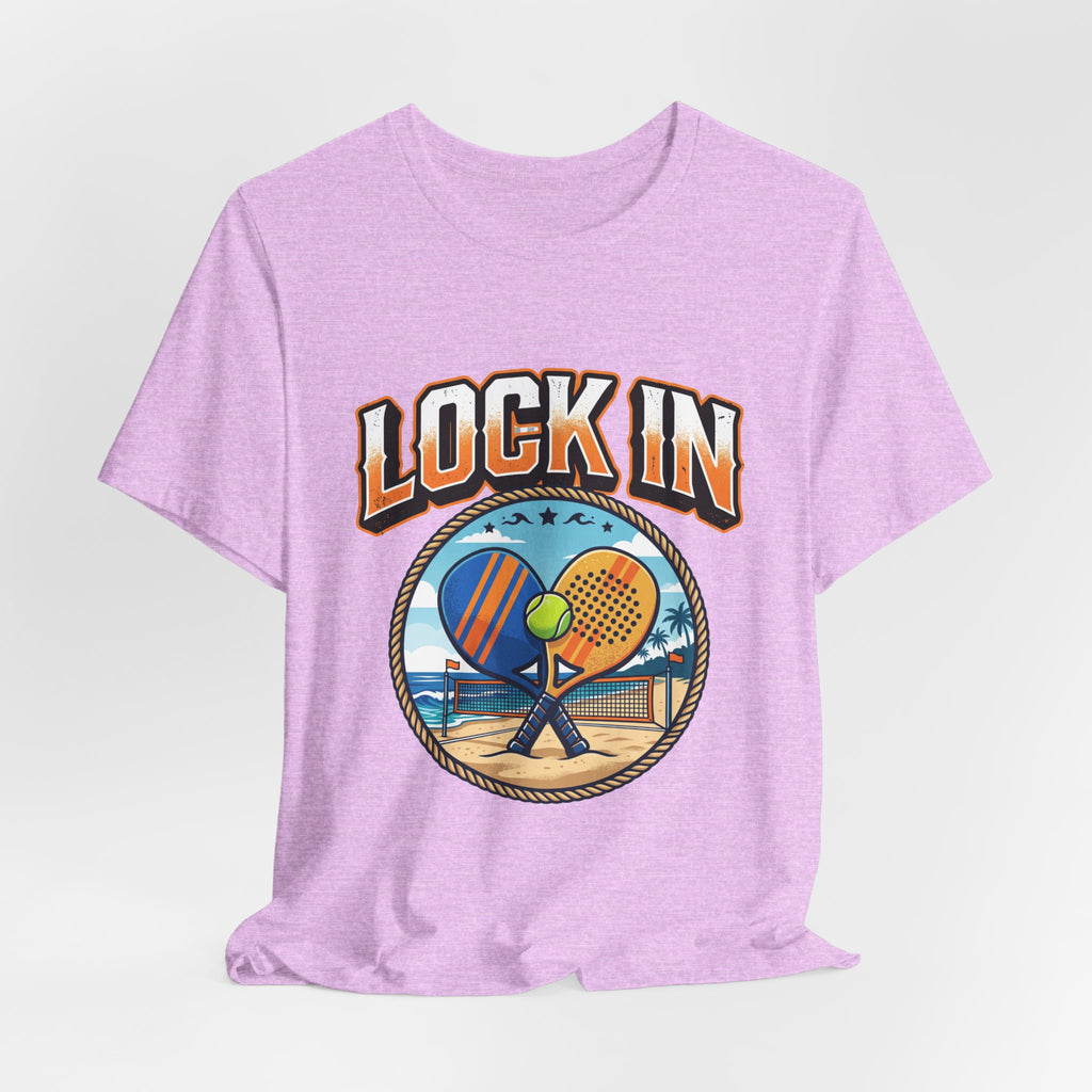 Beach Tennis Tee Shirt | Bold Lock In Crossed Paddles | Unisex Heavy Cotton Tee