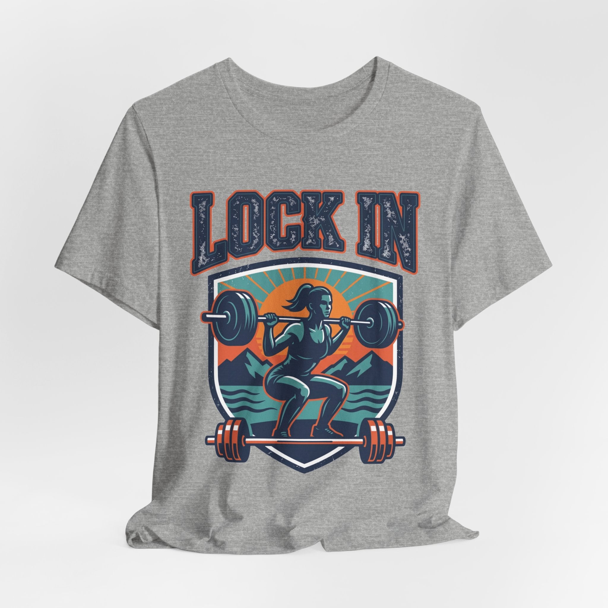 Lock In Gym T-Shirt | Motivational Weightlifting Tee | Women Barbell Squat Shirt | Fitness Gift
